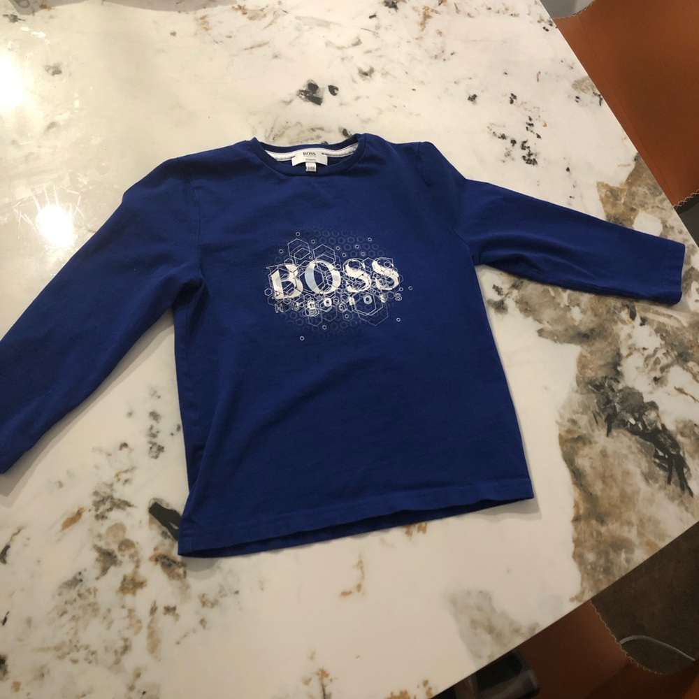 BOSS Kids Royal Blue Graphic Long Sleeve Tee